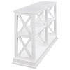 TREXM Console Table with 3-Tier Open Storage Spaces and "X" Legs, Narrow Sofa Entry Table for Living Room (White)