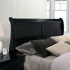 Queen Size Bed Black Louis Phillipe Solidwood 1pc Bedroom Sleigh