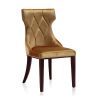 Manhattan Comfort Reine Antique Gold and Walnut Velvet Dining Chair (Set of Two)