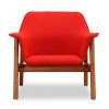 Manhattan Comfort Miller Burnt Orange and Walnut Linen Weave Accent Chair