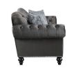 Loveseat with 3 Pillows in Dark Gray Velvet