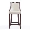 Manhattan Comfort Emperor 41 in. Pearl White and Walnut Beech Wood Bar Stool