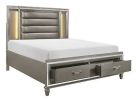 Modern Bedroom Furniture 1pc Queen Platform Bed Footboard Storage Upholstered