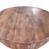 Handcarved Drum Shape Round Top Mango Wood Distressed Wooden Coffee Table, Brown