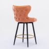 A&A Furniture,Counter Height 25" Modern Leathaire Fabric bar chairs,180° Swivel Bar Stool Chair for Kitchen,Tufted Gold Nailhead Trim Bar Stools with