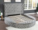 Hazel Queen 4 Pc Tufted Upholstery Bedroom Set Made with Wood In Gray