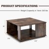 2 Tiers Square Coffee Table with Storage and Non-Slip Foot Pads