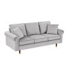 Velvet Sofa Couch with 2 Pillows Modern 3 Seater Sofa With Wood Legs