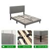 Double Bed Frame;  Twin Upholstered Platform Bed with Headboard;  Mattress Foundation;  Strong Wood Slat Support Bed Frames;  No Box Spring Needed;  N