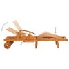 Patio Sun Lounger with Cushion Solid Acacia Wood