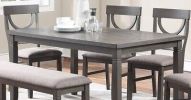 Dining Room Furniture 6pc Set Rectangle Table 4x Side Chairs and A Bench Grey