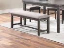 Dining Room Furniture 6pc Set Rectangle Table 4x Side Chairs and A Bench Grey