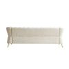 Modern Tufted Velvet Sofa 87.4 inch for Living Room Beige Color