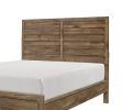 Weathered Pine Finish 1pc Queen Bed Modern Line Pattern Rusticated Style Bedroom