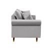 Velvet Sofa Couch with 2 Pillows Modern 3 Seater Sofa With Wood Legs