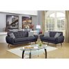 2 Piece Polyfiber Upholstered Sofa and Loveseat Set in Ash Black