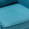 Accent Wingback Chair; Modern Tufted Linen Club Chair; Rivet Roll Arm Chair for Living Room; Bedroom; Blue