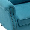 Accent Wingback Chair; Modern Tufted Linen Club Chair; Rivet Roll Arm Chair for Living Room; Bedroom; Blue