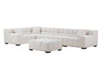 L-Shaped Sectional Sofa Modular Seating Couch with Ottoman Beige